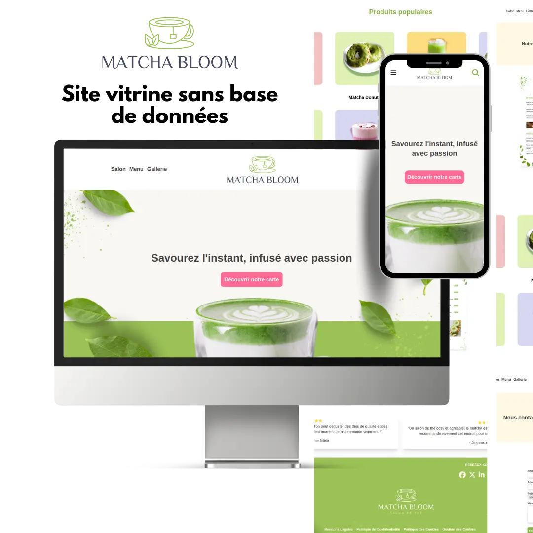 Capture d'écran du site Matcha, un site de vente en ligne de thé matcha
